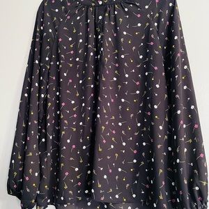 Loft Black floral Print Blouse